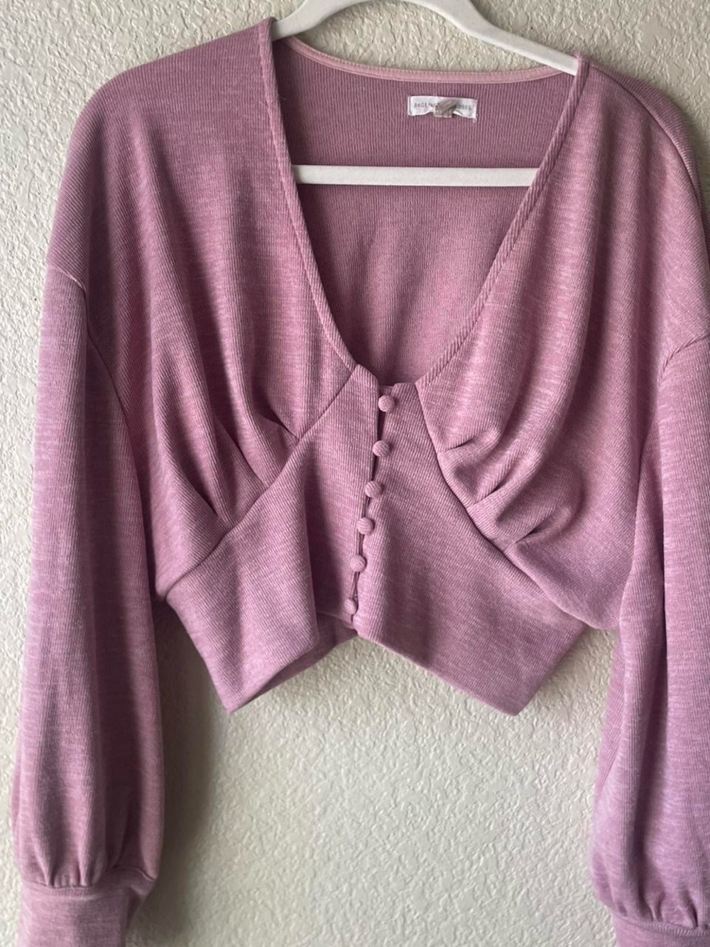 Cropped Mauve Button-Front Knit Cardigan by A New Day